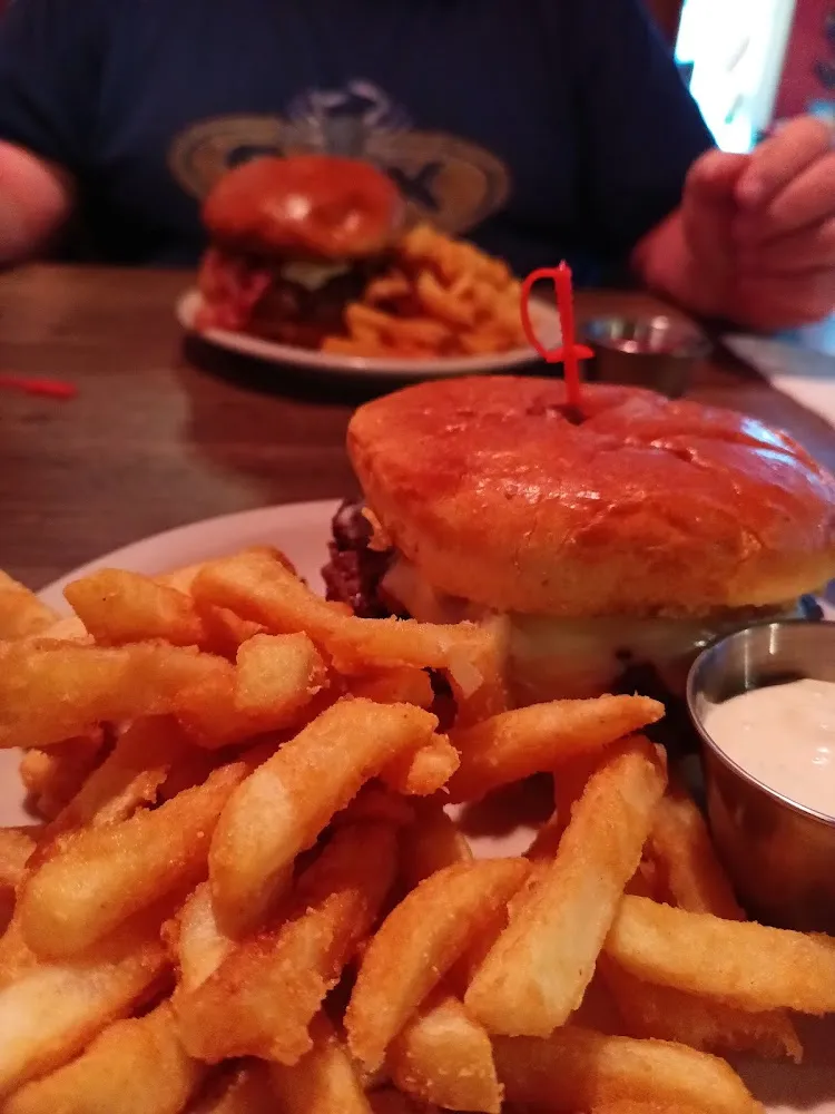 Burger and Fries with Cheese